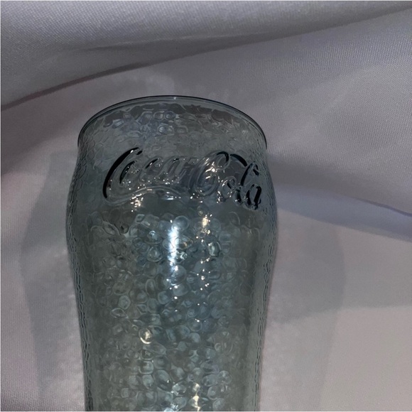 Vintage Pebbled Plastic Coca Cola Embossed Logo Glasses 6.5 Inch Tall Coke - Picture 8 of 16